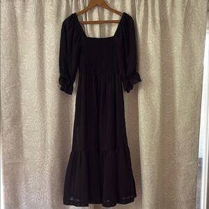 Madewell Black Ruffled Tiered Sundress